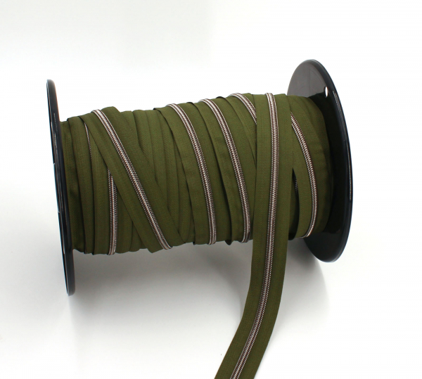 Endlosreißverschluss metallisiert olivgrün/ oxyd (1m)